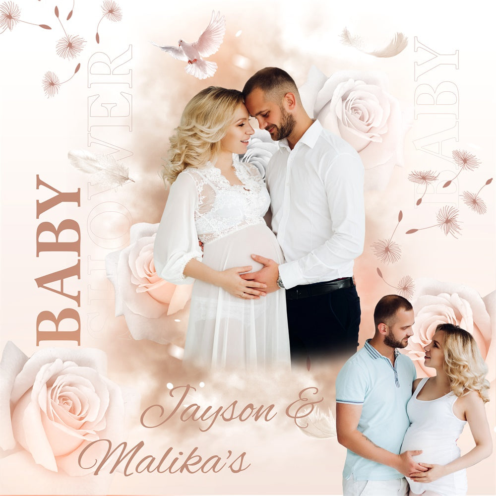 Baby Shower Fotokulisse Blush Rose Personalisierte Kulisse BRP6-17