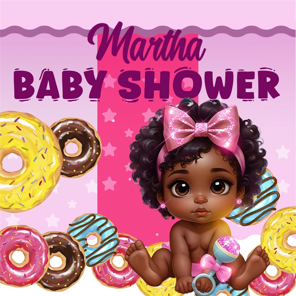 Backdrop für Baby Shower Vanille Donut Party Individueller Hintergrund BRP6-210