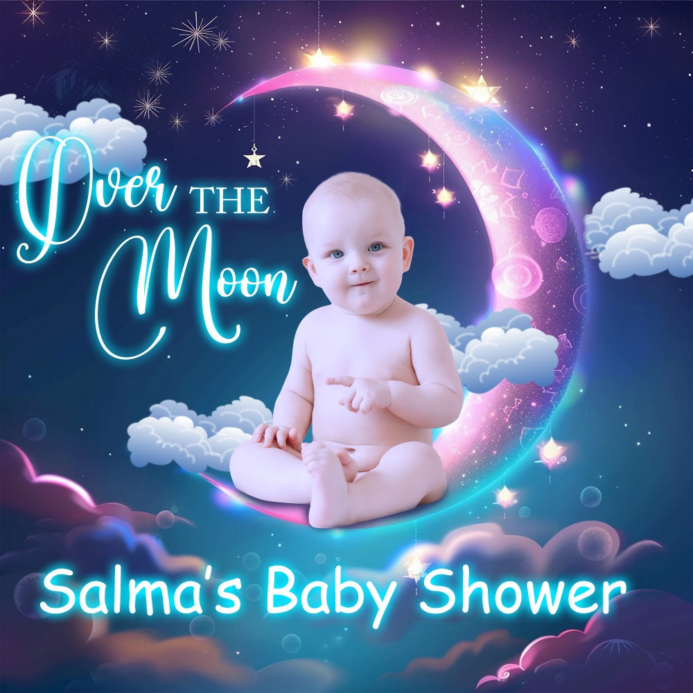 Baby Shower Backdrop Verträumte Nacht Mondlicht Individuelles Backdrop BRP6-24