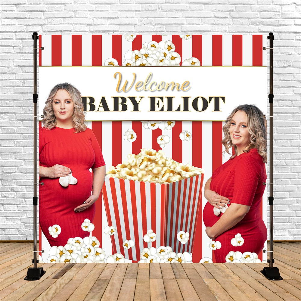 Baby Shower Fotokulisse Popcorn Party Individuell gestaltete Kulisse BRP6-4