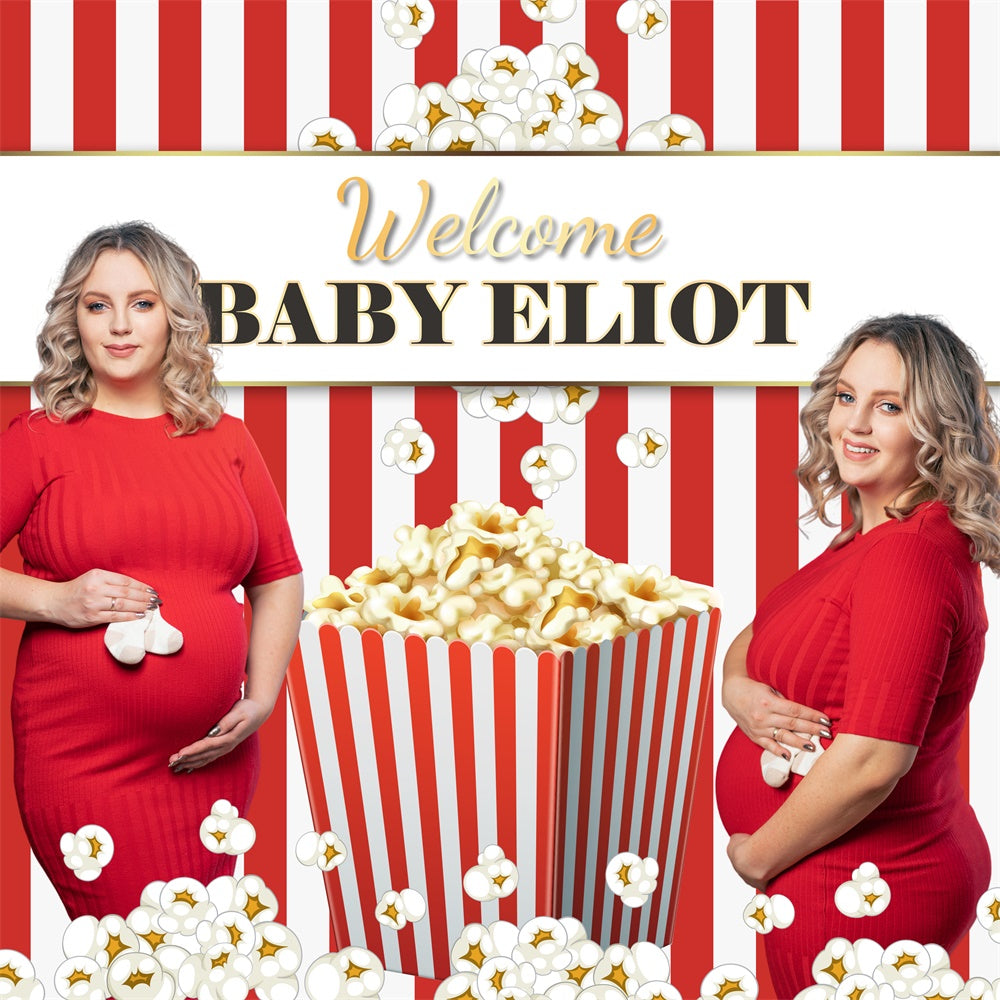 Baby Shower Fotokulisse Popcorn Party Individuell gestaltete Kulisse BRP6-4