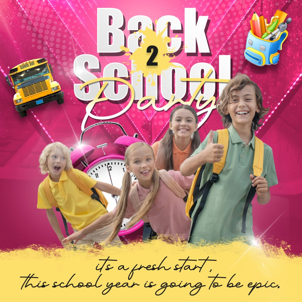 Back To School Fotohintergrund Happy Bus Ride Custom Backdrop BRP6-49