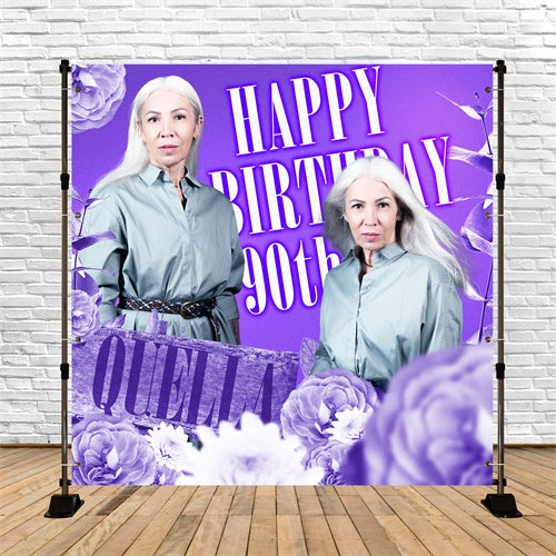Personalisierte Geburtstag Backdrop Violet Grace 90. Geburtstag Backdrop BRP6-54