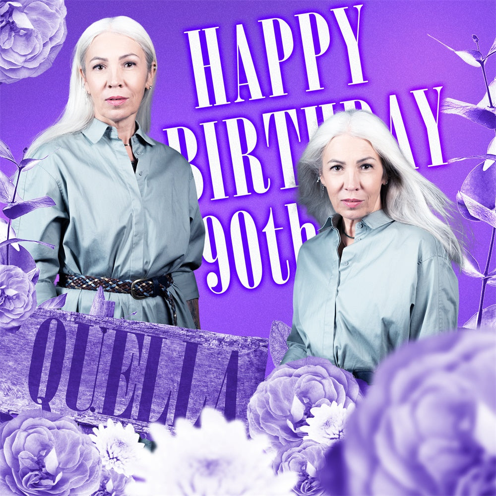 Personalisierte Geburtstag Backdrop Violet Grace 90. Geburtstag Backdrop BRP6-54