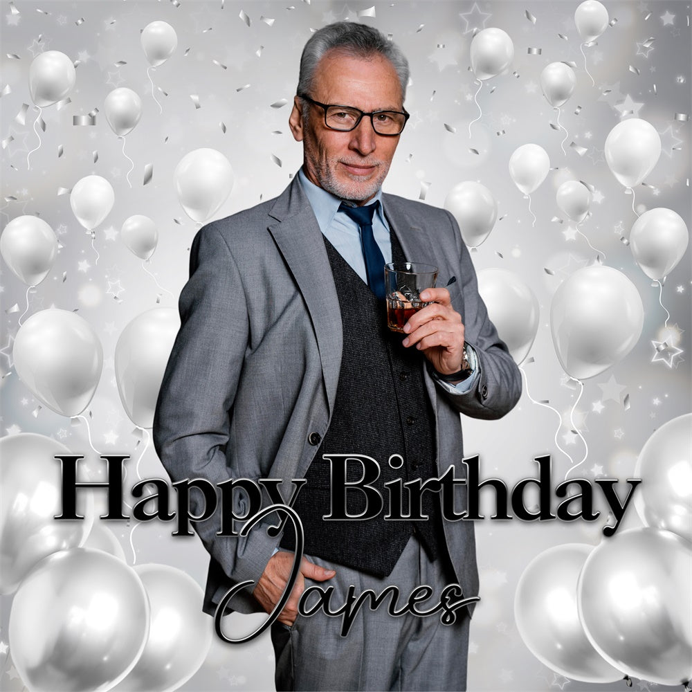 Individueller Hintergrund für Geburtstag Silver Elegance Backdrop BRP6-56