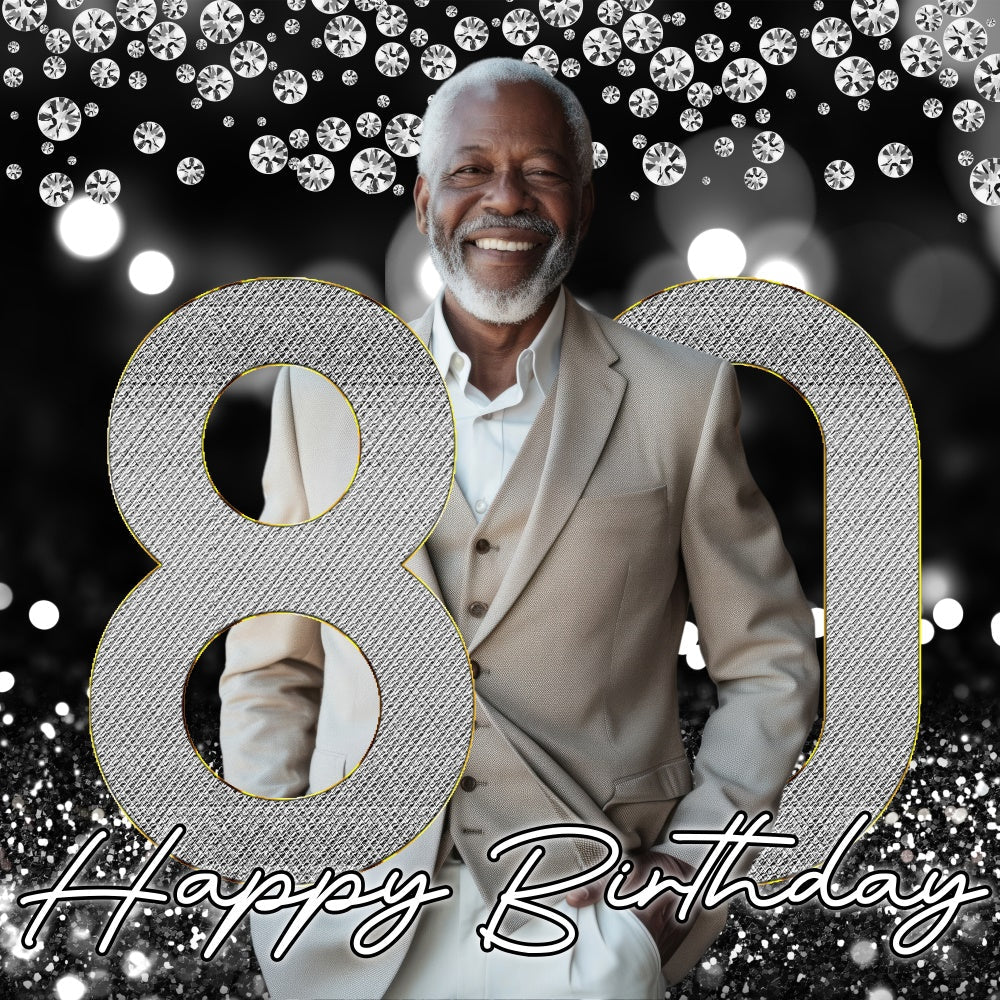 80. Geburtstag Backdrop Gentleman Sparkle Personalisierte Backdrop BRP6-58