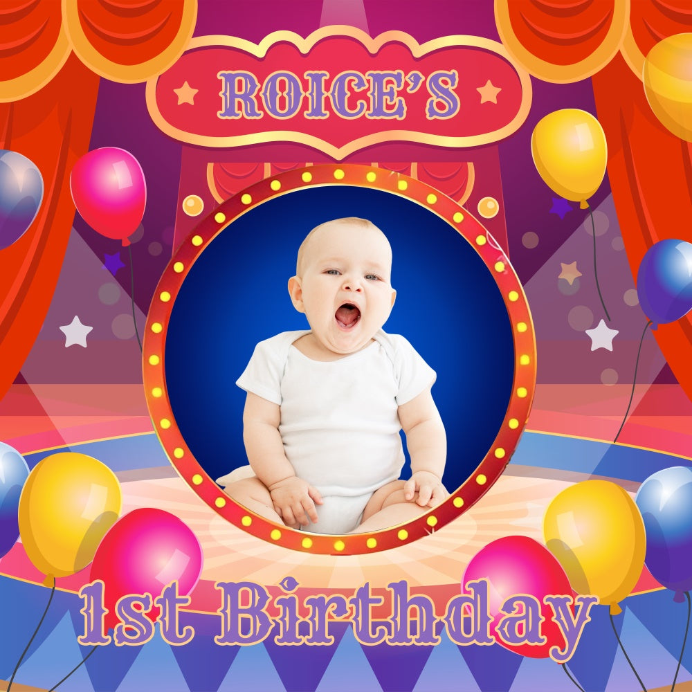 Erster Geburtstag Backdrop Zirkus Freude Personalisierte Backdrop BRP6-65