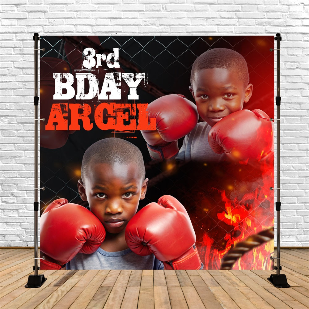 Personalisierte Geburtstag Backdrop Rote Handschuhe Boxen Backdrop BRP6-79