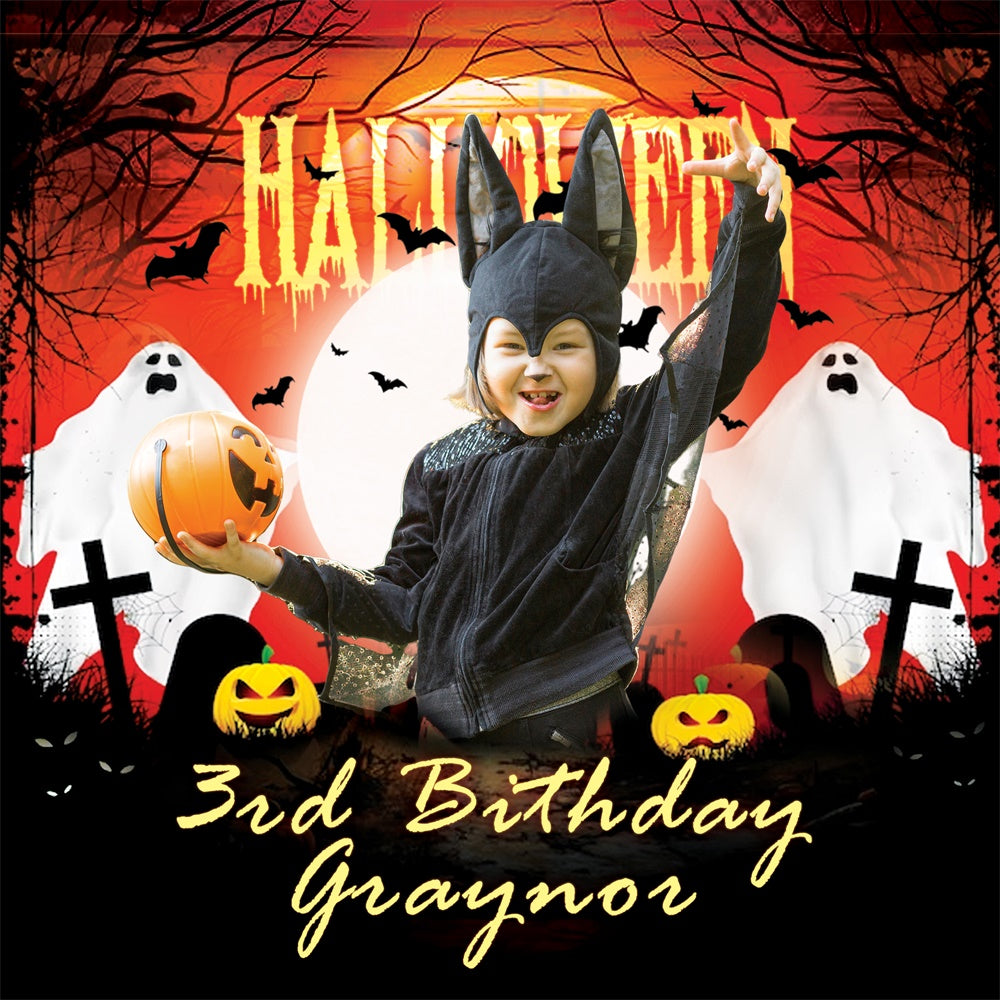 Halloween Geburtstag Backdrop Kürbis Bash 3. Personalisierte Backdrop BRP6-85