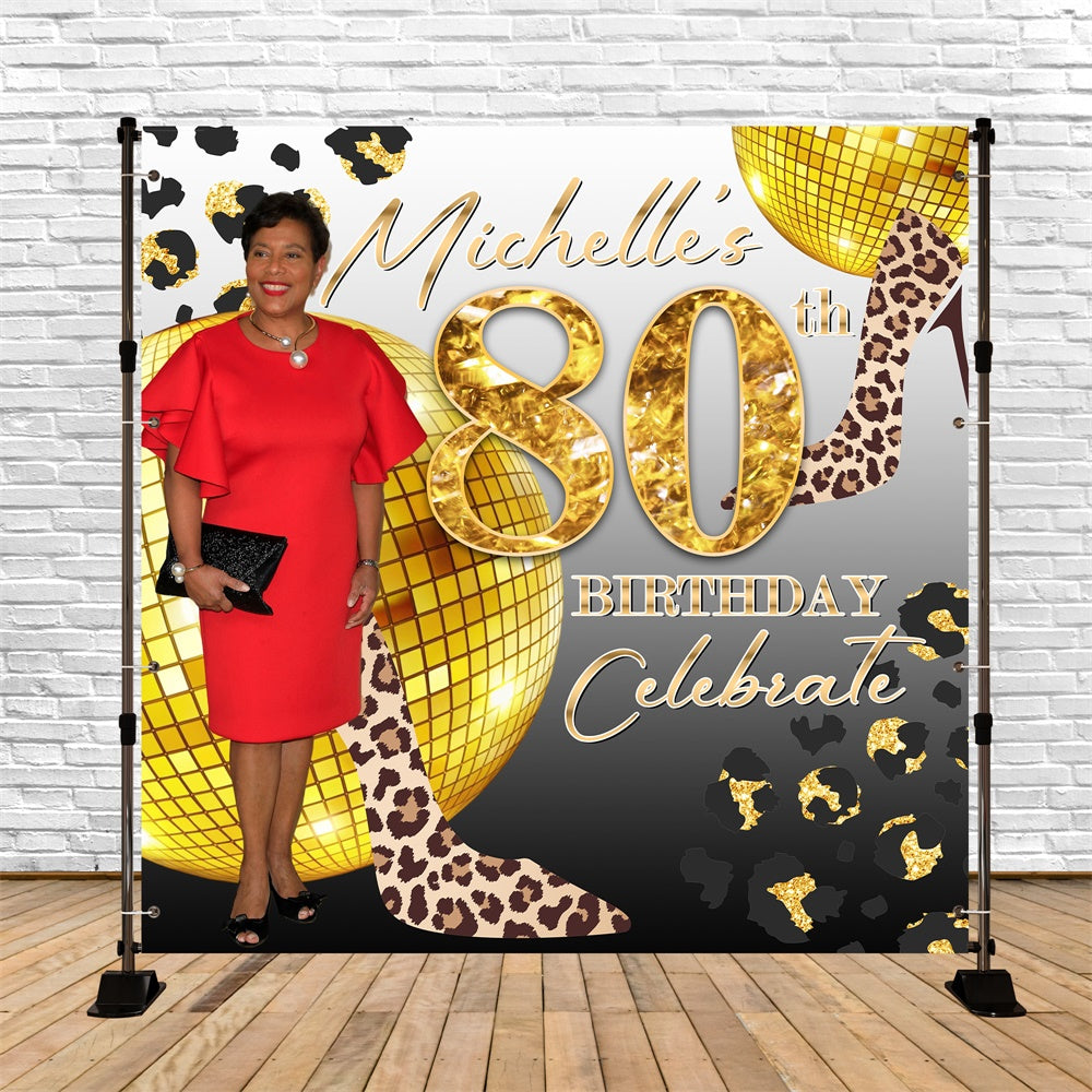 80. Geburtstag Backdrop Leopard Queen Personalisierte Backdrop BRP6-89