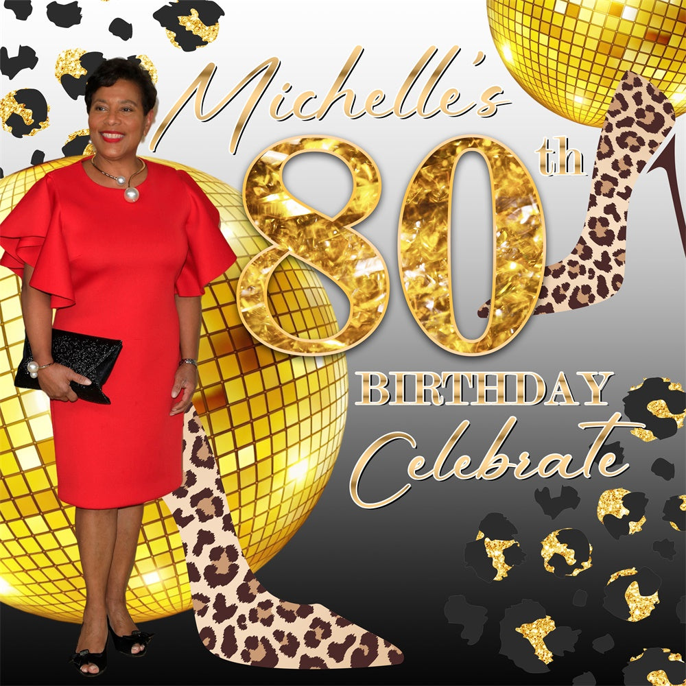 80. Geburtstag Backdrop Leopard Queen Personalisierte Backdrop BRP6-89