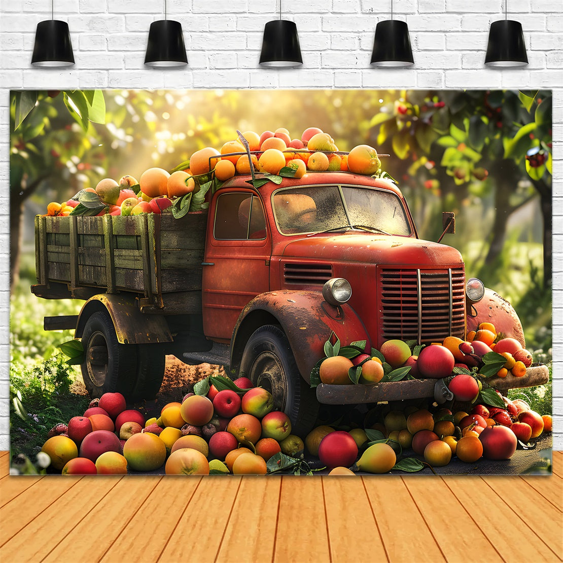Herbst Auto Apfelernte Fotohintergrund BRP7-110