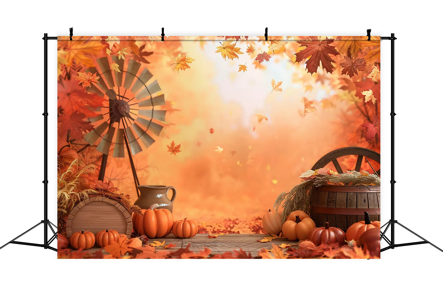 Herbst Ahornblatt Winnower Kürbis Hintergrund BRP7-154