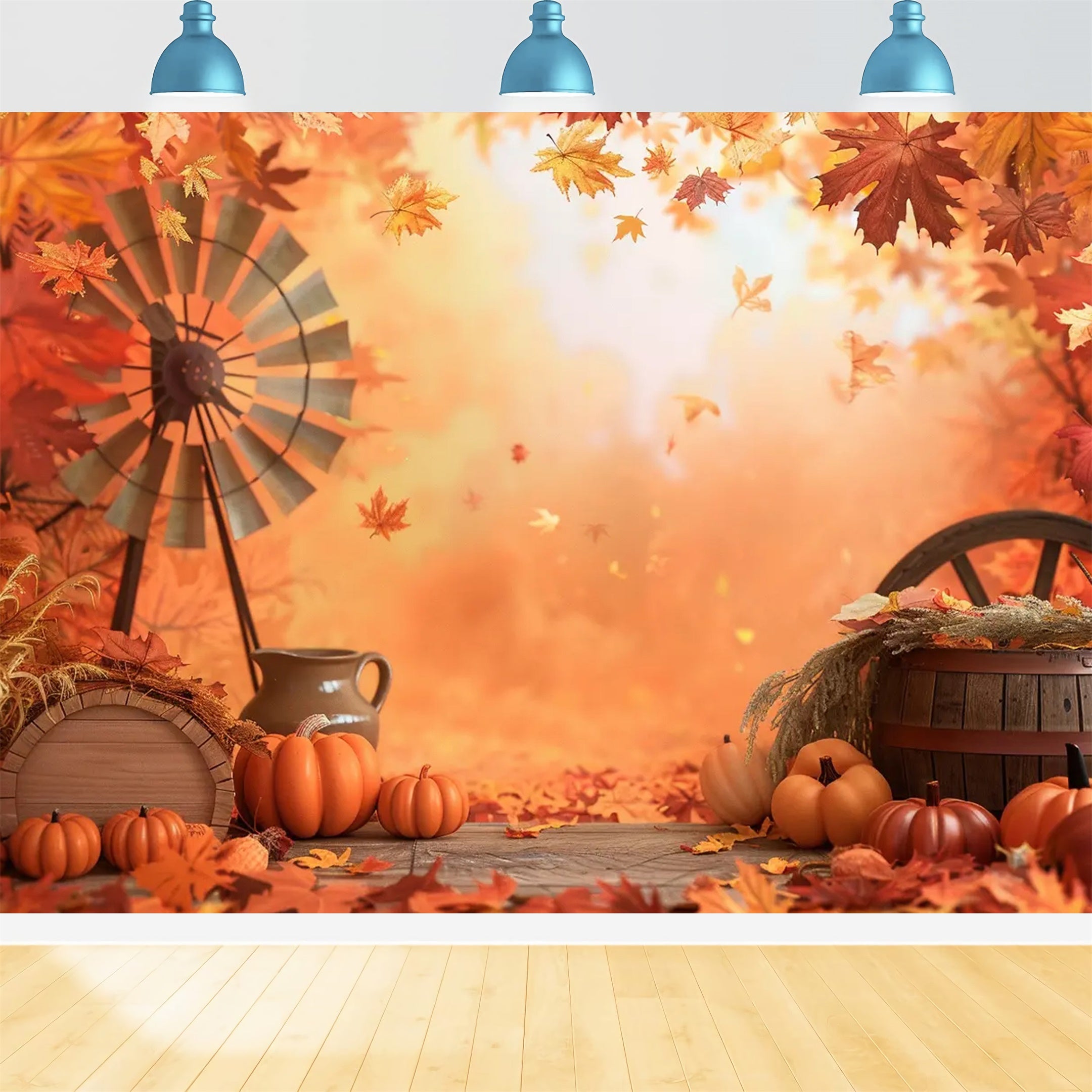 Herbst Ahornblatt Winnower Kürbis Hintergrund BRP7-154