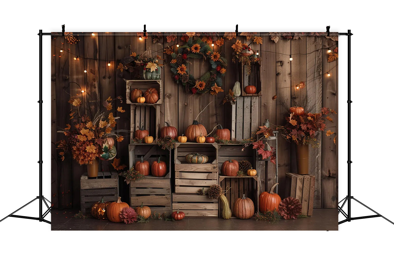 Herbst Dunkelbraune Holzkürbis-Blätter-Kulisse BRP7-160