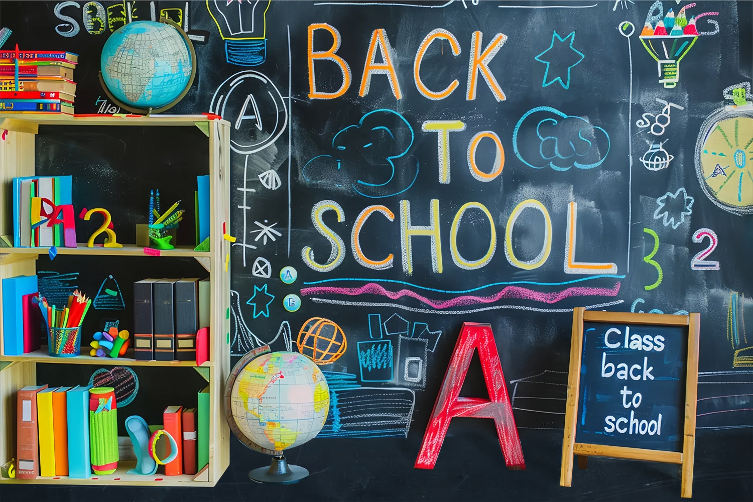 Zurück zu Schule Zeit zu studieren Fotohintergrund BRP7-174