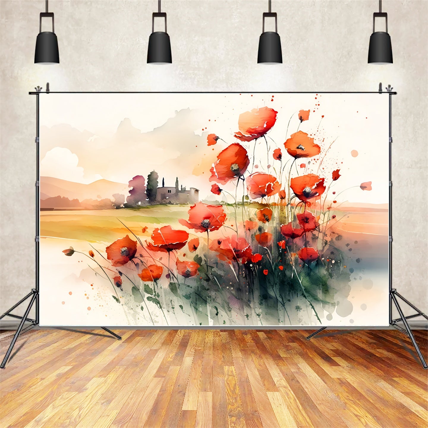 Aquarell Blumen und Landschaften Herbst Hintergrund BRP7-198