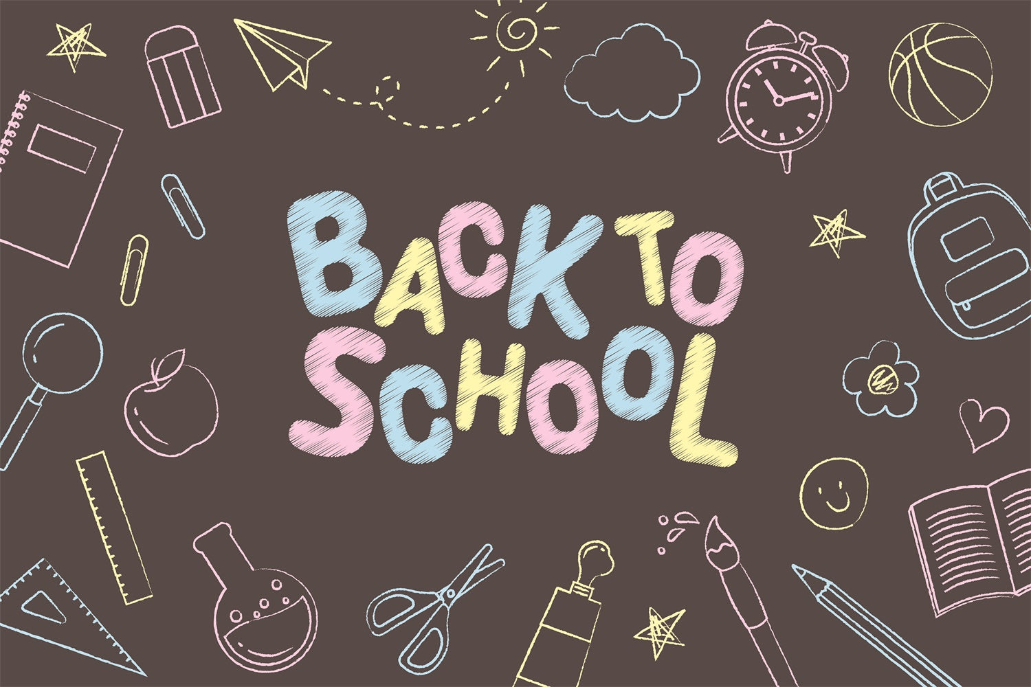 Zurück zu Schule Taschen Regeln Doodles Backdrop BRP7-45