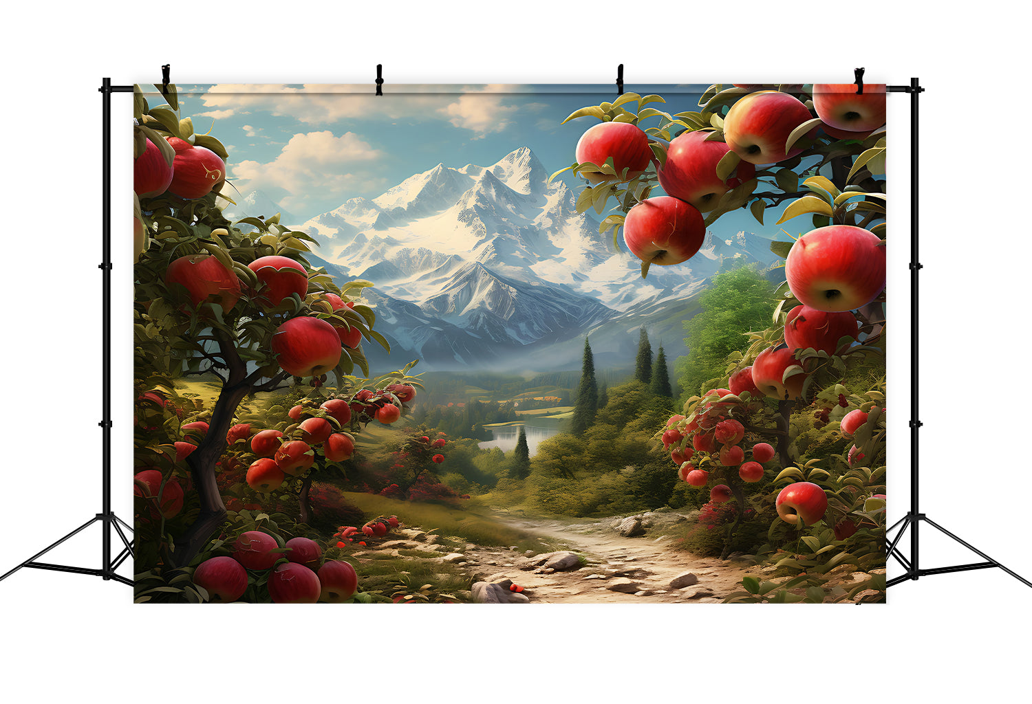 Herbst Bergwiese Roter Apfelbaum Hintergrund BRP7-64