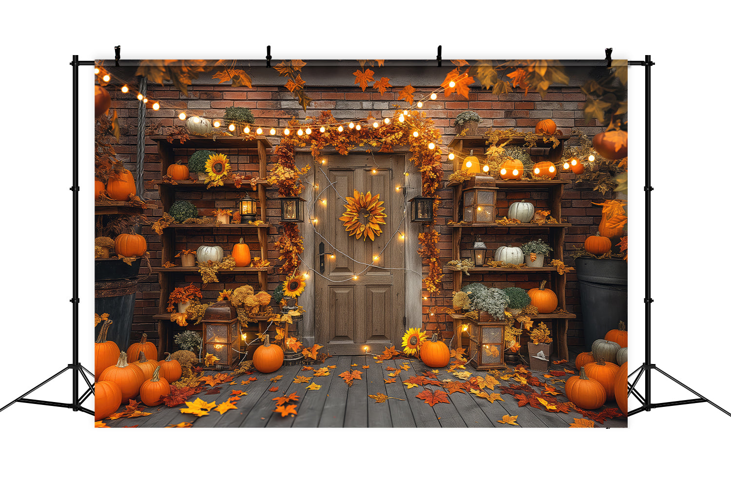 Tür Kürbis Blätter Lampe Herbst Hintergrund BRP7-90