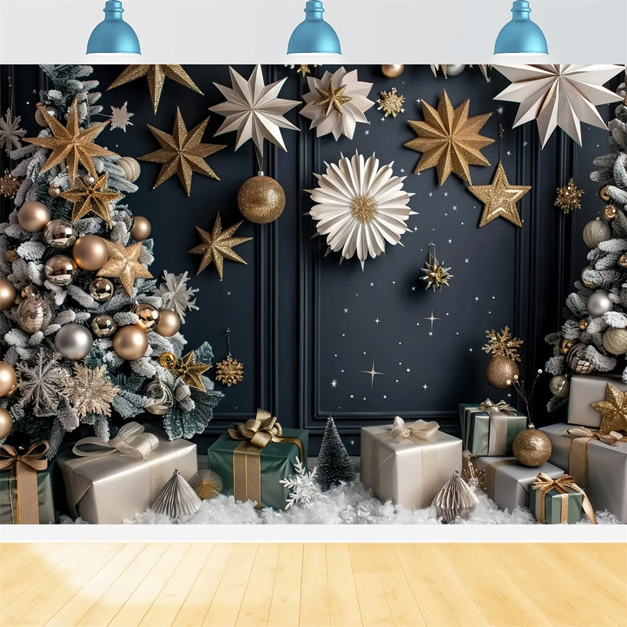Weihnachtsbaum und goldene Ornamente Hintergrund BRP8-12