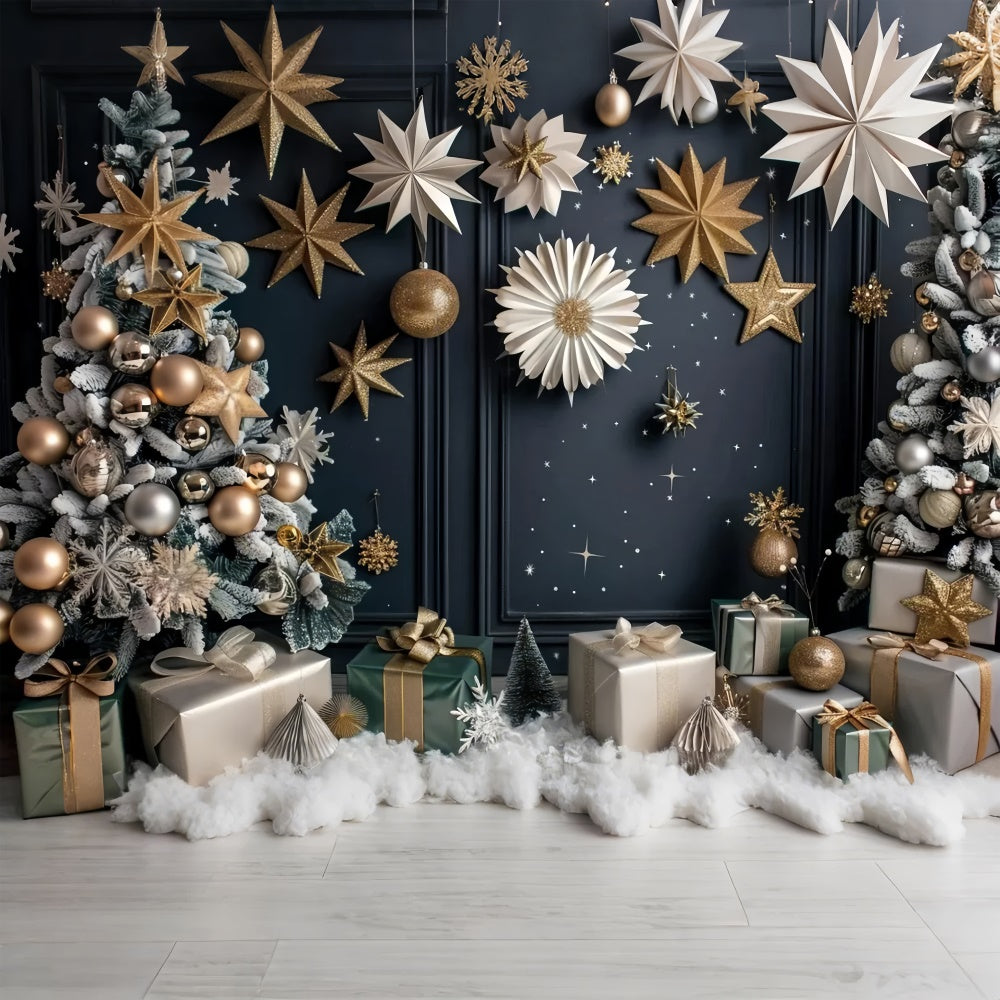Weihnachtsbaum und goldene Ornamente Hintergrund BRP8-12