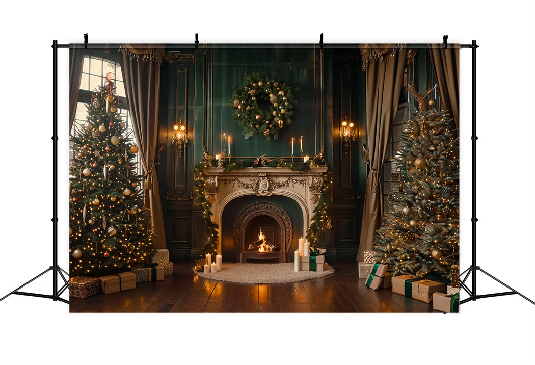 Weihnachten Kamin mit Kerzenschein Hintergrund BRP8-14