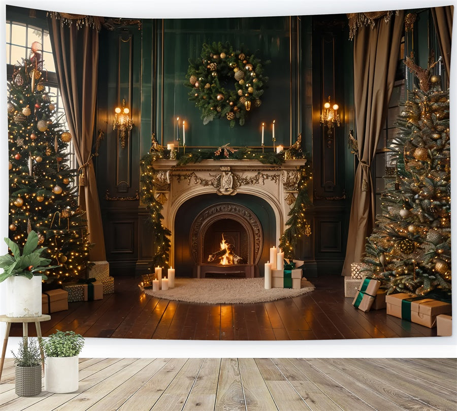 Weihnachten Kamin mit Kerzenschein Hintergrund BRP8-14