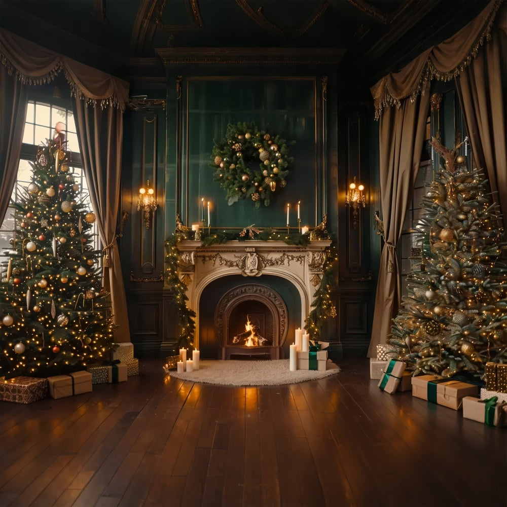 Weihnachten Kamin mit Kerzenschein Hintergrund BRP8-14