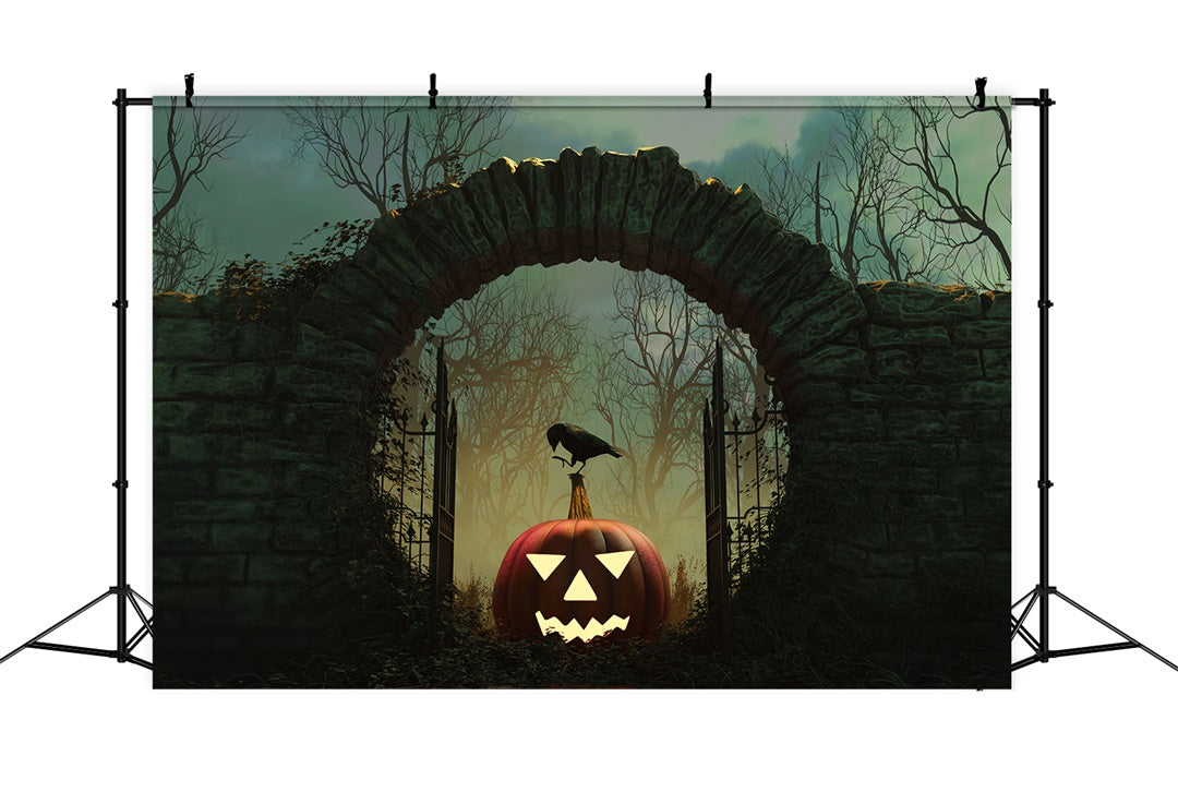 Unheimliche Krähe und Jack-o-Lantern Bogenhintergrund BRP8-170