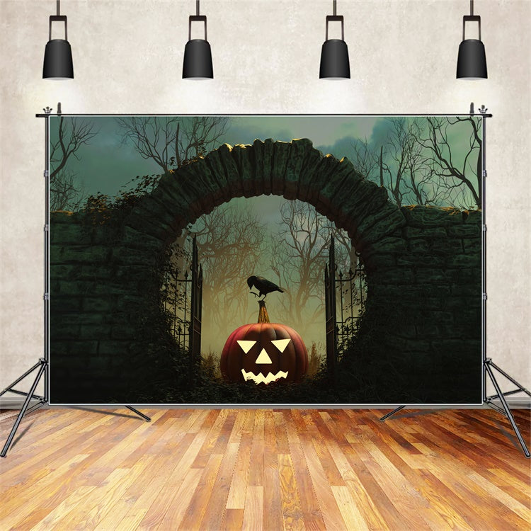 Unheimliche Krähe und Jack-o-Lantern Bogenhintergrund BRP8-170