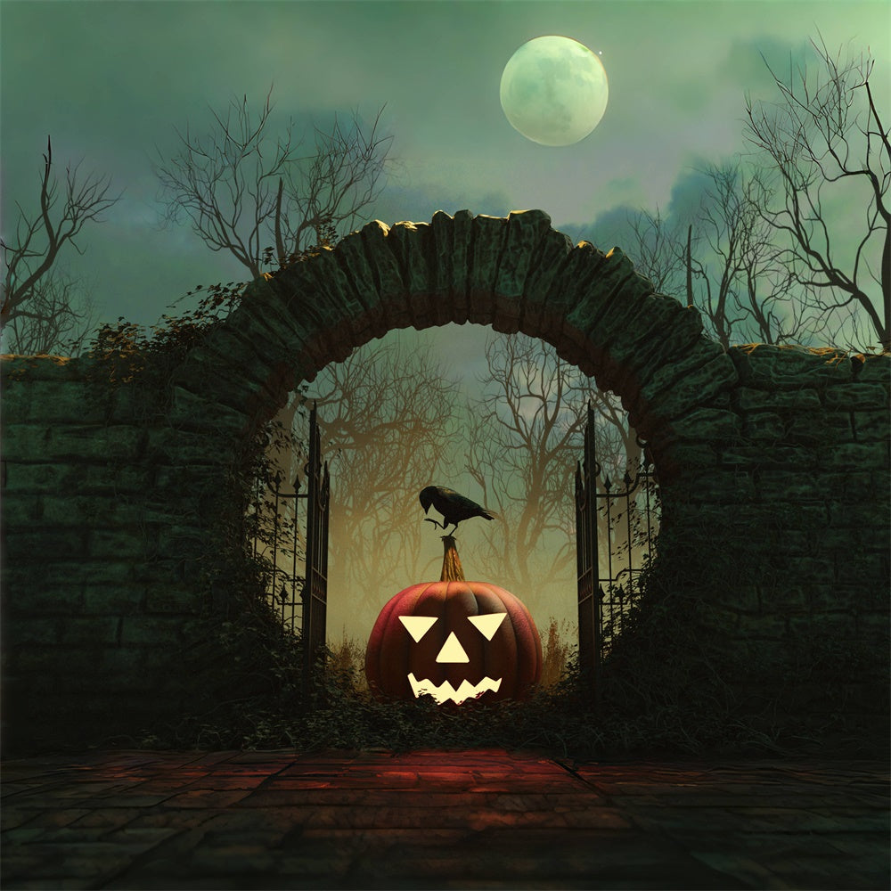 Unheimliche Krähe und Jack-o-Lantern Bogenhintergrund BRP8-170