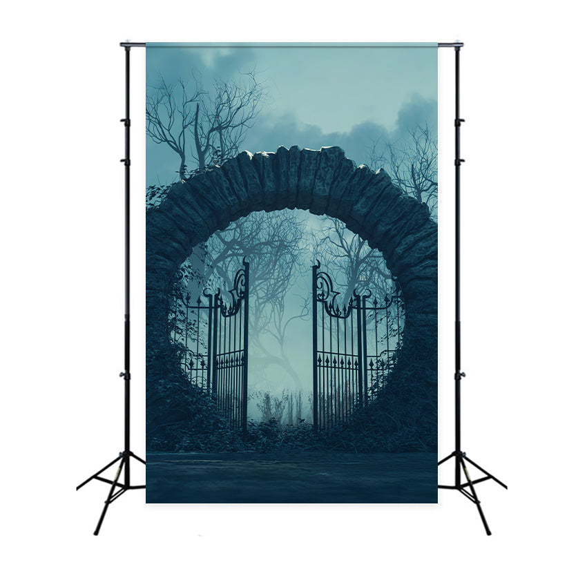 Gespenstischer Bogen und Eisentor Halloween Hintergrund BRP8-171