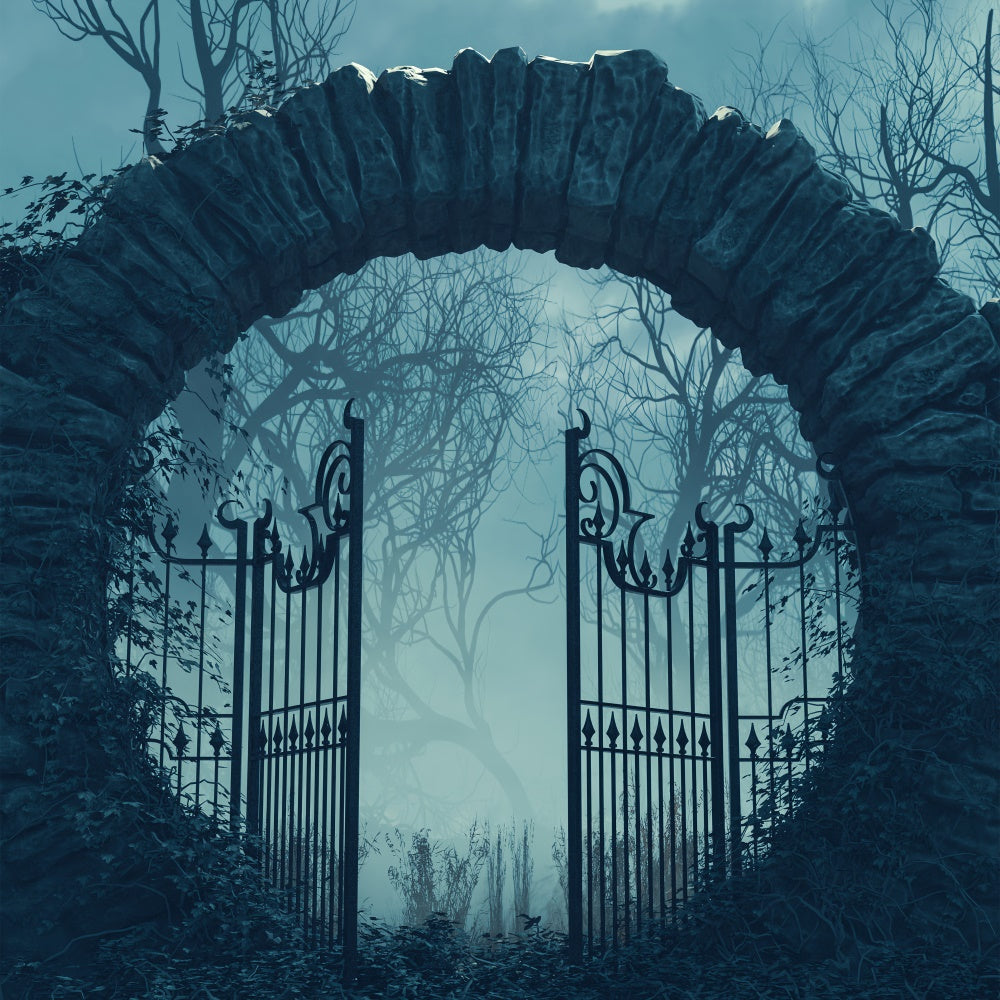 Gespenstischer Bogen und Eisentor Halloween Hintergrund BRP8-171