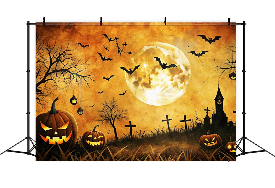 Gruseliger Friedhof und Vollmond Halloween Hintergrund BRP8-182
