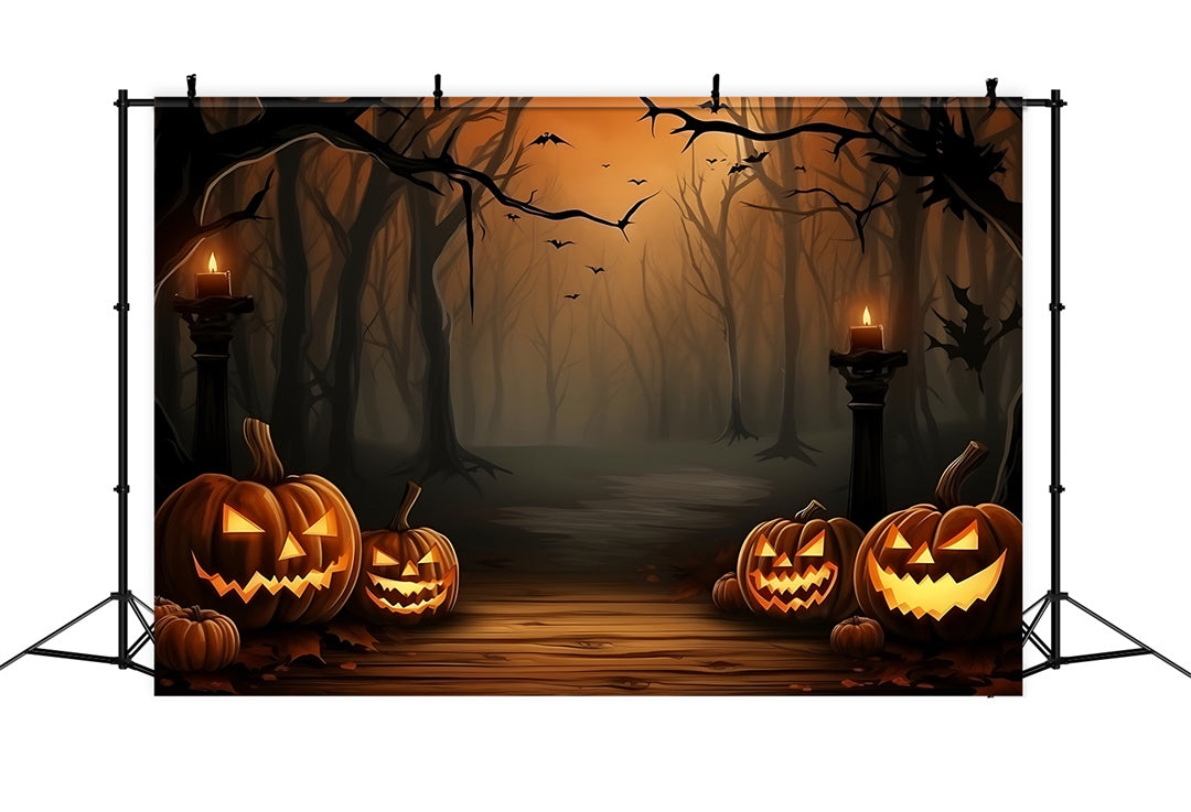 Halloween Alptraum Wald und böse Kürbisse Hintergrund BRP8-183