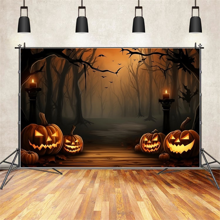 Halloween Alptraum Wald und böse Kürbisse Hintergrund BRP8-183