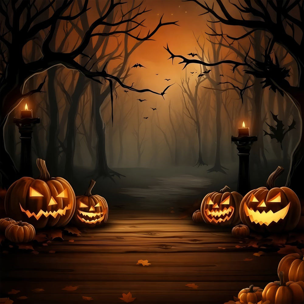 Halloween Alptraum Wald und böse Kürbisse Hintergrund BRP8-183