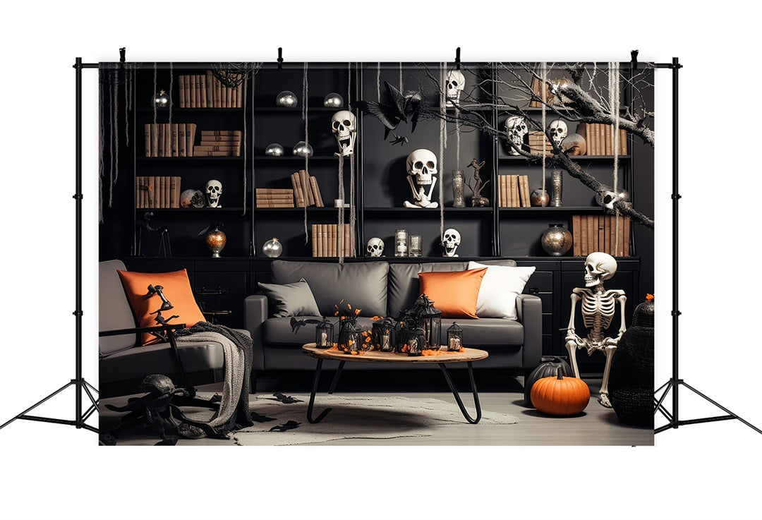 Skelett Arbeitszimmer Halloween Fotohintergrund BRP8-186