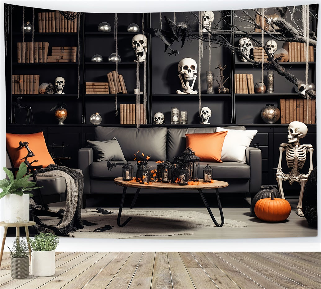 Skelett Arbeitszimmer Halloween Fotohintergrund BRP8-186