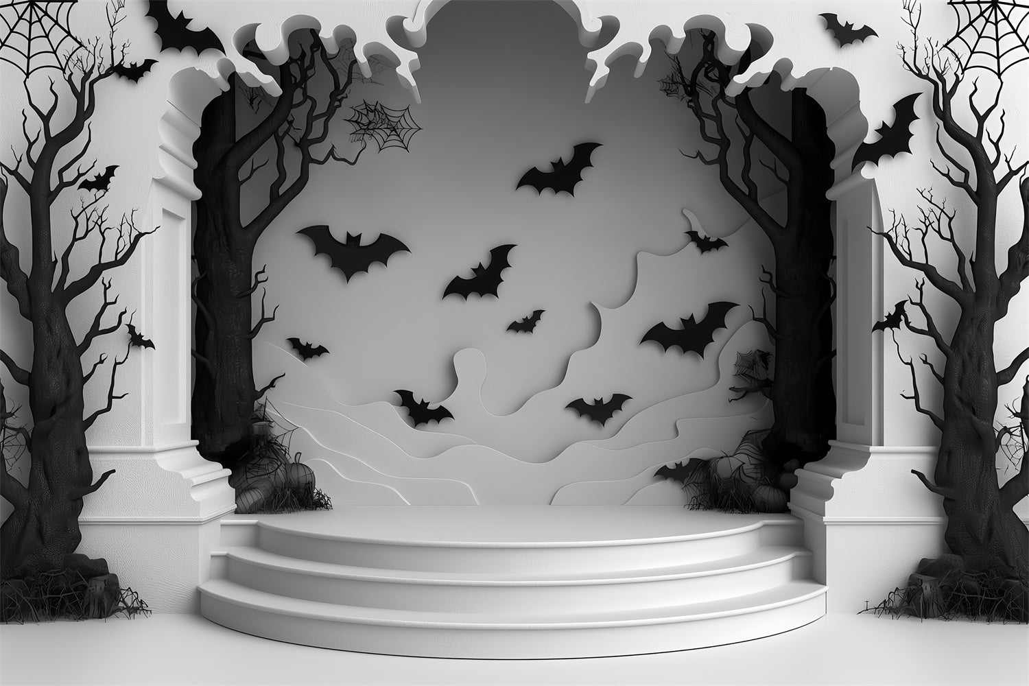Gespensterwald mit Fledermäusen Halloween Bühnenhintergrund BRP8-187