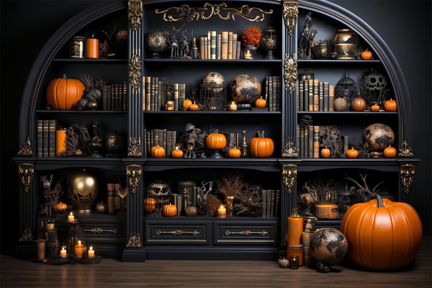 Gruselige Gothic Regale mit Halloween Akzenten Hintergrund BRP8-190
