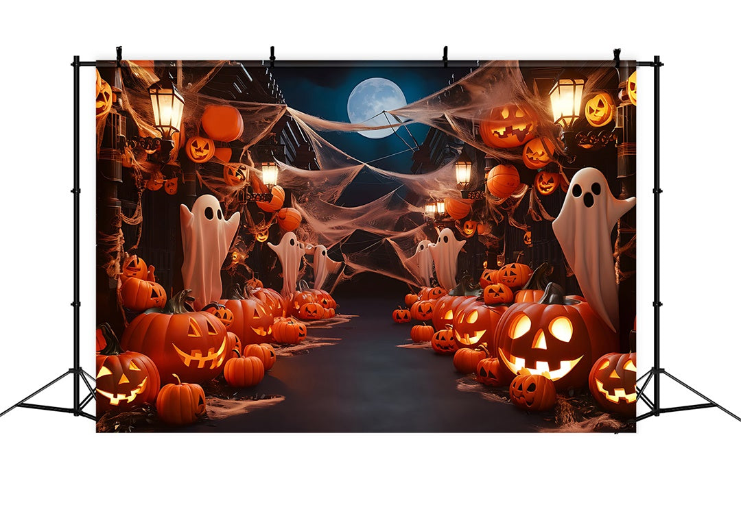 Mondschein Geisterparade und Kürbis Halloween Hintergrund BRP8-195