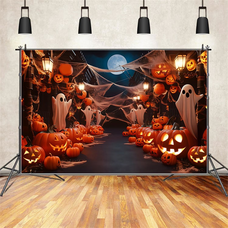 Mondschein Geisterparade und Kürbis Halloween Hintergrund BRP8-195
