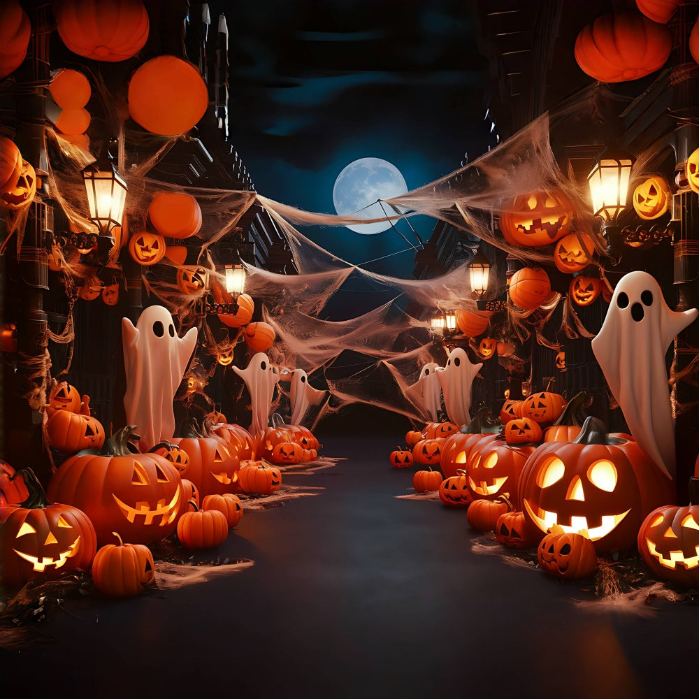 Mondschein Geisterparade und Kürbis Halloween Hintergrund BRP8-195