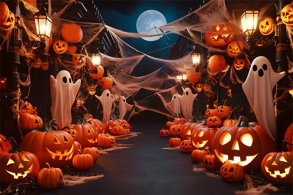 Mondschein Geisterparade und Kürbis Halloween Hintergrund BRP8-195