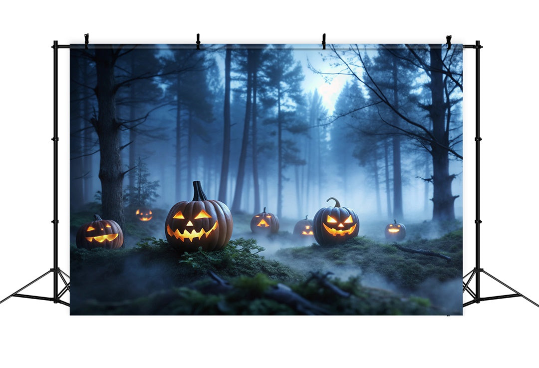 Halloween neblige Zauberwälder und Kürbisse Hintergrund BRP8-199