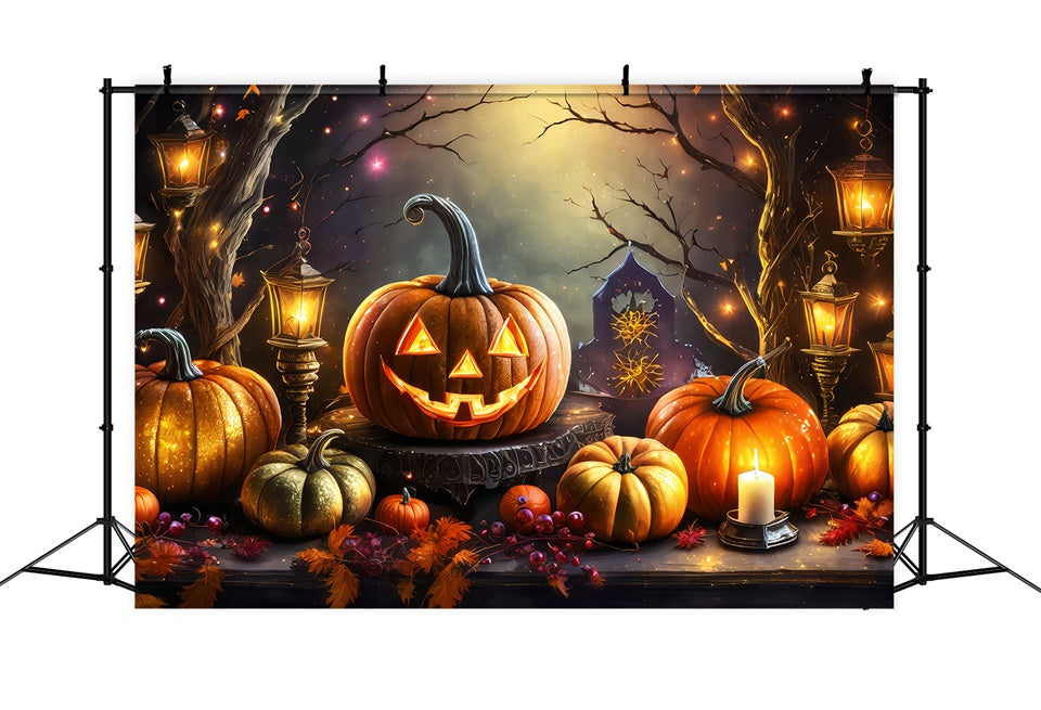 Halloween Glitzernde Laternen und Erntekürbisse Hintergrund BRP8-211