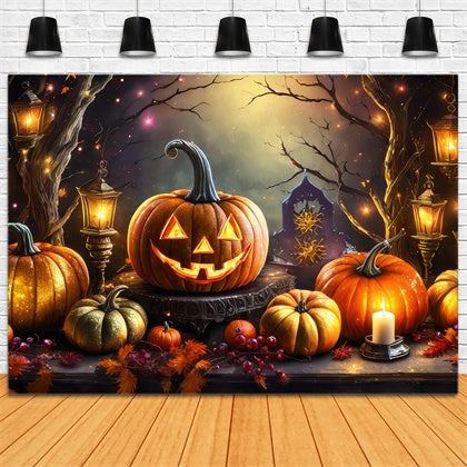 Halloween Glitzernde Laternen und Erntekürbisse Hintergrund BRP8-211