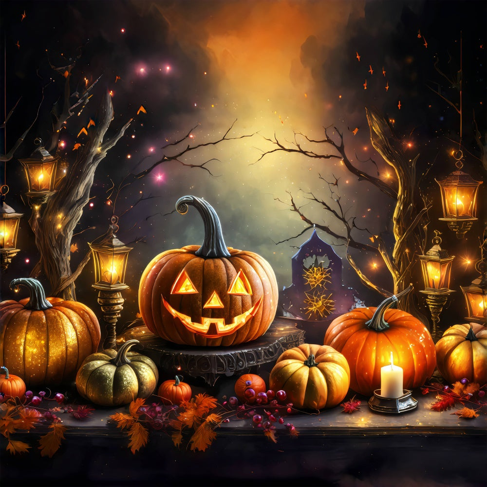 Halloween Glitzernde Laternen und Erntekürbisse Hintergrund BRP8-211